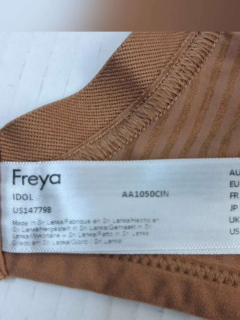 Freya Tan Brown Stripe Underwire Full Coverage Bra 34I